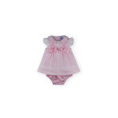 Sardon Baby Girl Pale Pink Lace Detail Dress and Pants